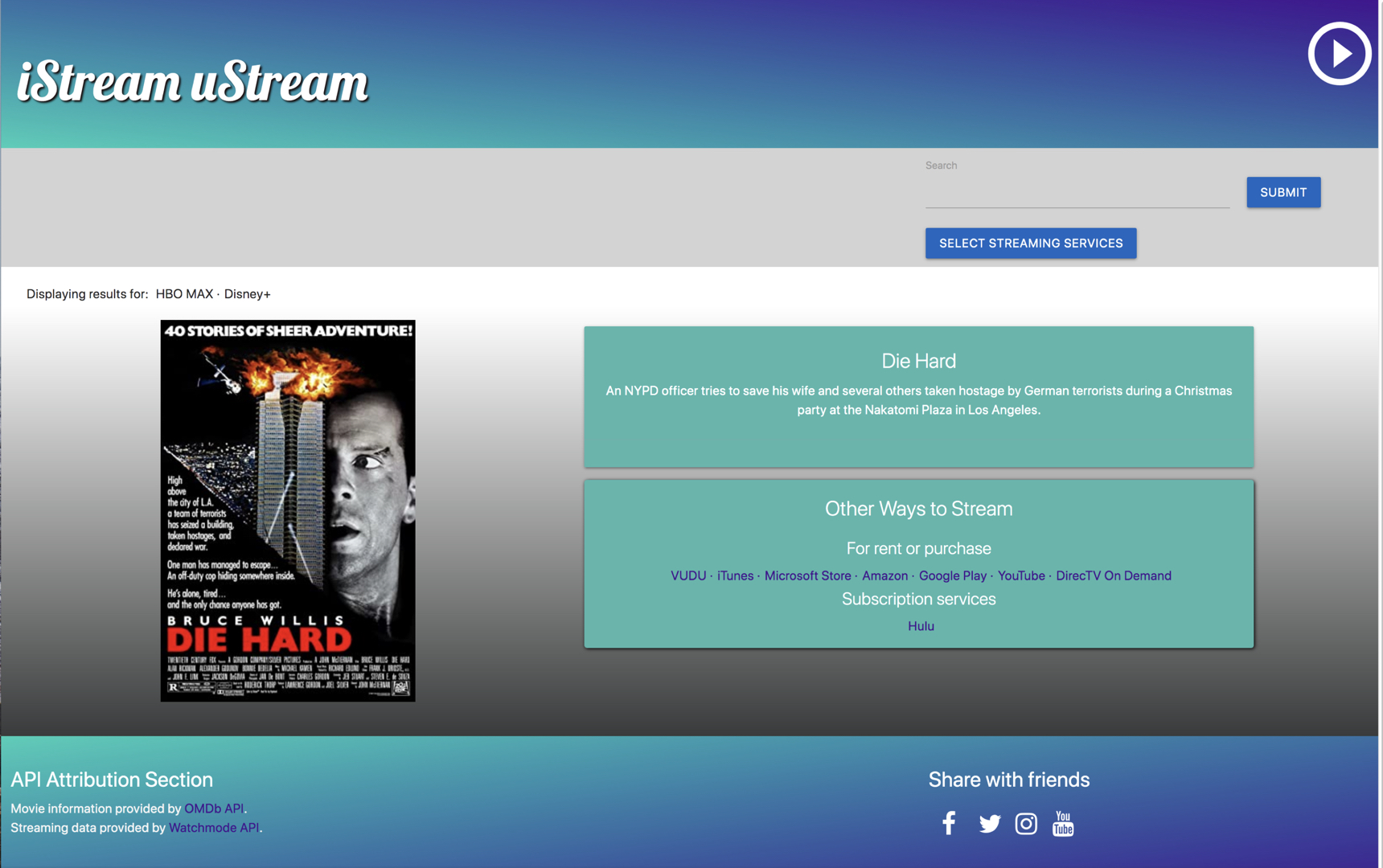 screenshot of application